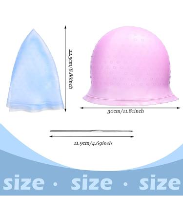 Silicone Hair Highlighting Cap - Reusable Dye Tools with Metal Hook (Purple/Pink) - Buy Online on GoSupps.com