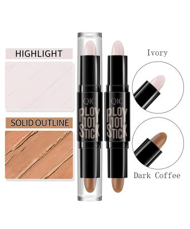 AZLESLOG Dual Cream Contour Stick - Highlight & Contour Bronzer Stick for Face Shaping - Ivory and Dark Coffee Shades - All Skin Types - Buy Online on GoSupps.com