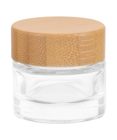 BIUDECO Cream Jar with Bamboo and Wood Lid Container with Lid Clear Container with Lid Terrarium Tank Cream Container Mini Containers with Lids Travel Jars Little Cream Small Jar Glass