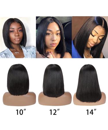 12 Inch Brazilian Virgin Human Hair Lace Closure Bob Wig for Black Women - 150% Density, Natural Color, Pre Plucked with Baby Hair - Buy Online on GoSupps.com
