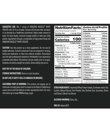 Amazing Muscle Whey Protein Isolate Powder | 25 Grams Protein Per Serving | 100% Whey Isolate | Zero Fat | Made in USA (2 Lb Strawberry) - Buy Online on GoSupps.com