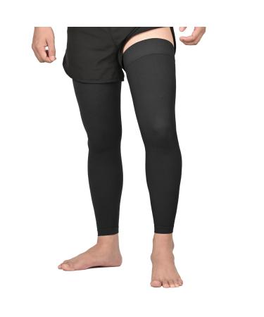 KEKING Full Leg Compression Sleeves Unisex Thigh High Compression Stocking 20-30mmHg Graduated Support for Thigh Calf Knee Running Basketball Reduce Varicose Veins and Swelling All Black XXL XX-Large All Black