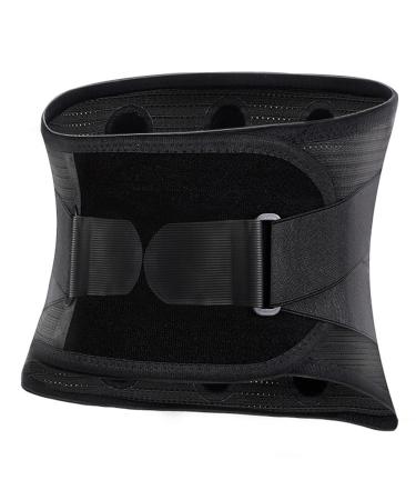 Self -warming back support adjustable pain relief in the lower lumbar belt in sciatica back pain herniated disc hernia stenosis of the spine prevention (color: black m/medium black