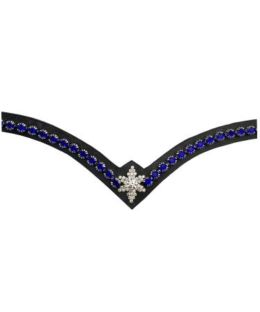 Leone Equipment Browband Horse Glitter in Gift Box (Pony Blue Stones/Black Leather)