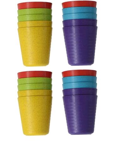 Klickpick Home Set Of 20 Kids Wheat Straw Fiber cups 8 Oz Children Drinking Cups Reusable Tumblers Dishwasher Safe - BPA-Free Cups for Kids & Toddlers Bright Colored - Unbreakable Toddler Cups