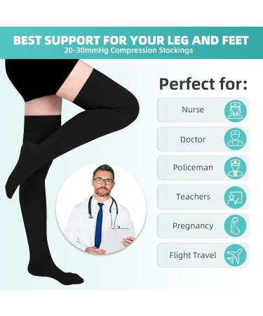 Evolyline Medical Compression Stockings for Women & Men - 20-30 mmHg Class II Thigh-High Support Socks for Air Travel - Buy Online on GoSupps.com