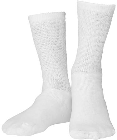 Truform Diabetic Socks for Men & Women - Medical Crew Length Mid Calf 3 Pairs - White - Optimal Comfort & Support - Buy Online on GoSupps.com