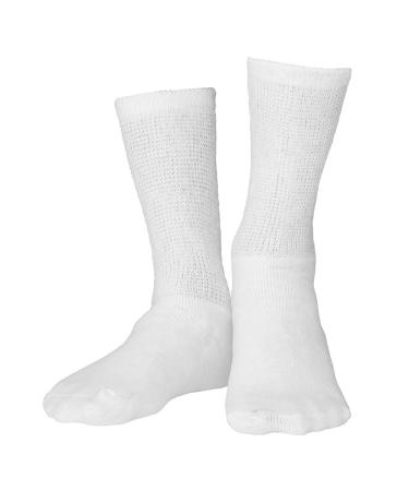 Truform Diabetic Socks for Men and Women Medical Style Crew Length Mid Calf Height 3 pairs White Medium Medium White