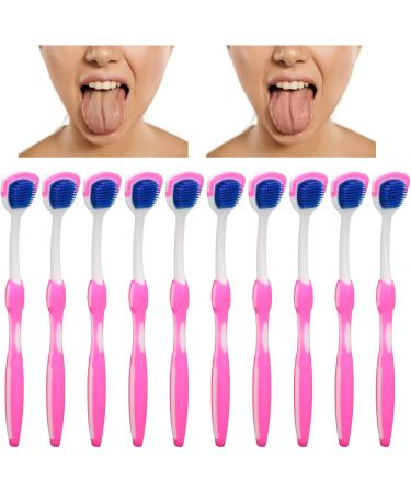 10-Pack Ergonomic Silicone Tongue Cleaners - Long Handle Oral Hygiene Brush (Blue & Pink) - Buy Online on GoSupps.com