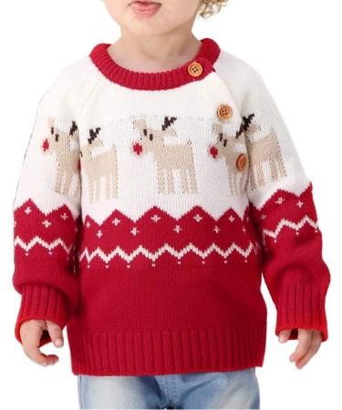 BOBORA Baby Christmas Jumper | Toddler Knitted Sweater Top | Red, 0-6 Months - Buy Online on GoSupps.com