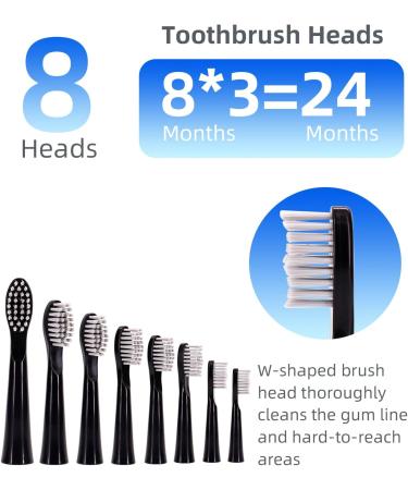 Buy SARMOCARE Electric Toothbrush for Adults - 8 Brush Heads Travel Case Fast Charge 3 Modes 2-Minute Timer 42000 VPM Sonic - Black - Buy Online on GoSupps.com