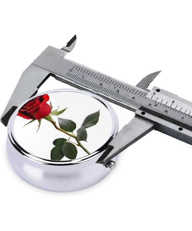 Red Rose Round Pill Box - 3 Compartment Mini Decorative Pocket Organizer for Travel & Vitamins - Buy Online on GoSupps.com