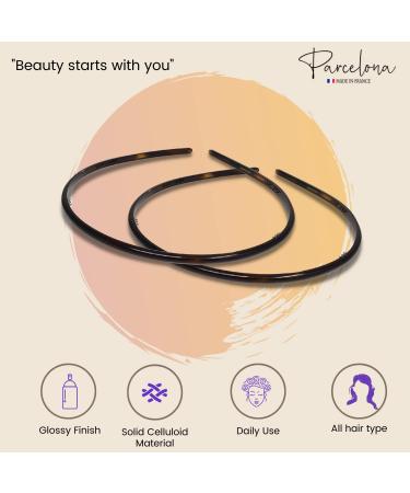 Parcelona French Ultra Thin Tortoise Shell Brown Celluloid Headband Set for Women and Girls - Pack of 2 - Buy Online on GoSupps.com