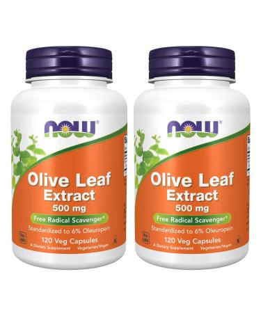 Now Foods Olive Leaf Extract 500mg Standardized to 6% Oleuropein, 120 Vcaps (2 Pack) - Buy Online on GoSupps.com