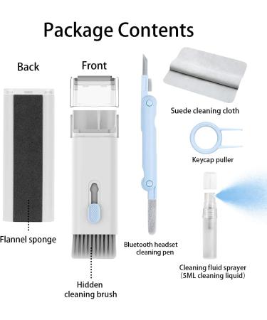 7-in-1 Electronic Cleaner Kit - Keyboard & Laptop Cleaning Kit with Brush | For Airpods, Phone, Computer & Screen | Includes Flannel Cloth | Blue - Buy Online on GoSupps.com