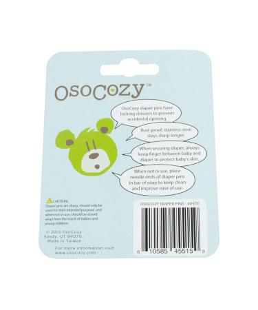 OsoCozy Diaper Pins - White Stainless Steel with Safe Locking Closure - 8 Count - Buy Online on GoSupps.com