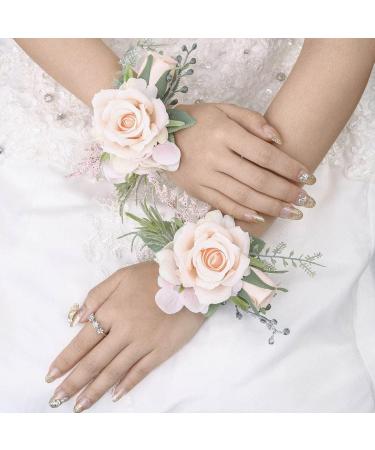 Campsis Handmade Pink Wrist Corsage Set for Wedding Prom Beach Photography - 2PCS - Buy Online on GoSupps.com