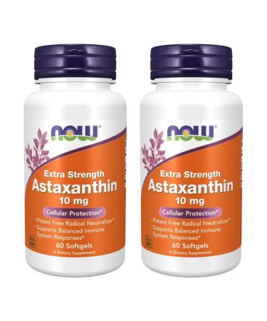 NOW Foods Astaxanthin 10mg 60 SoftGels (2 Pack)