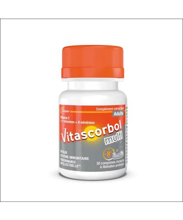 VITASCORBOL - Multivitamin Food Supplement - Multi Adult - Extended Release - Fatigue and Immune System - 30 Day Program - 30 Tablets to Swallow - Buy Online on GoSupps.com