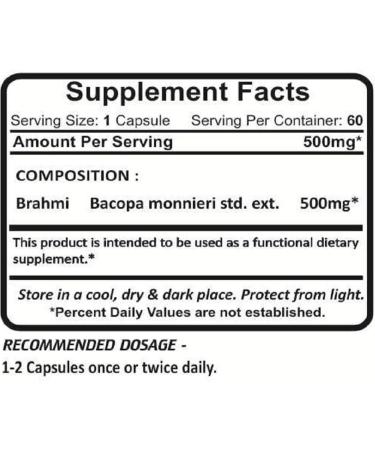 Planet Ayurveda Brahmi, 500mg Veg Capsules - 2 Bottles - Buy Online on GoSupps.com