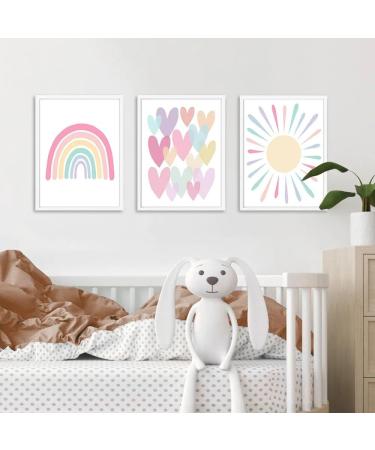 Rainbow Heart Boho Wall Poster | Kids Room Picture Set (40x50cm) - Premium Unframed Art for Young Girls - Buy Online on GoSupps.com