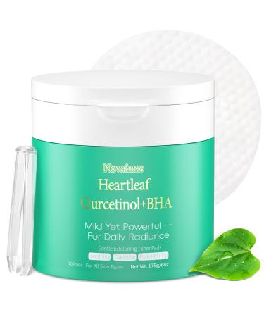 Novaluxe Zero Pore Pads Toner Pads for Deep Facial Cleansing & Exfoliating Pads with Heartleaf Quercetinol & BHA for All Skin Types Cotton Rounds for Face Korean Skin Care 70 Pads
