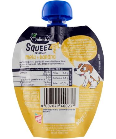  Italian Gourmet E.R. Melinda Mela Banana Squeeze 100% Fruit Puree Apples and Bananas Squeezable Fruit 90g + Italian Gourmet Pomodoro Polpa 400g - Buy Online on GoSupps.com