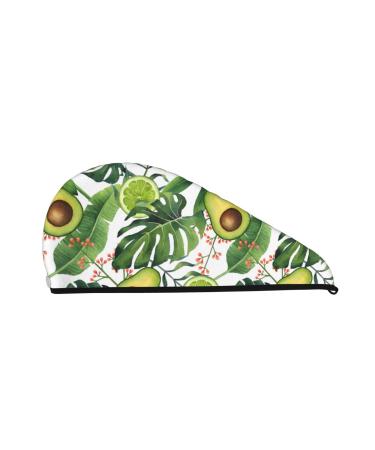 Watercolor Green Tropical Microfiber Hair Towel Soft Super Absorbent Hair Towel Wrap for Women Coral Velvet Quick Dry Hair Cap for Long Curly and Thick Hair