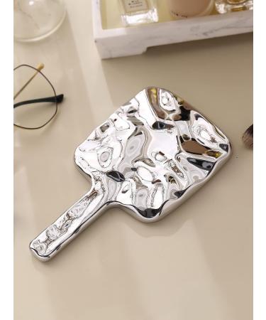 MirrorNova Water Ripples Handheld Mirror with Handle - Silver Square Medium | Perfect for Makeup - Buy Online on GoSupps.com