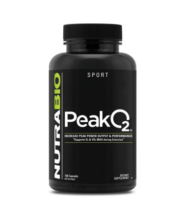 NutraBio PeakO2 Workout Supplement 180 Capsules - Mushroom Blend Supplement to Help Enhance Athletic Performance and Overall Health 60 Servings