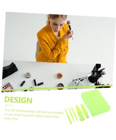 FRCOLOR Makeup Brush Set - 2 Sets Foundation Brushes & Makeup Mirror - Travel-Friendly Vanity Brushes - Ideal for Women - Artificial Fiber - Boxed Green 9.50x3.00x2.00CM - Buy Online on GoSupps.com