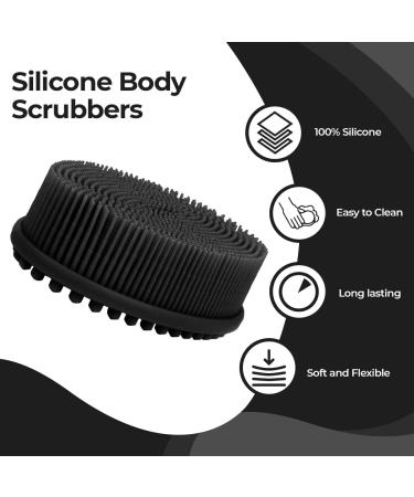 Silicone Body Scrubber for Shower - Exfoliating Bath Scrubber for Men and Women - Skin Exfoliator Brush - Black - Buy Online on GoSupps.com