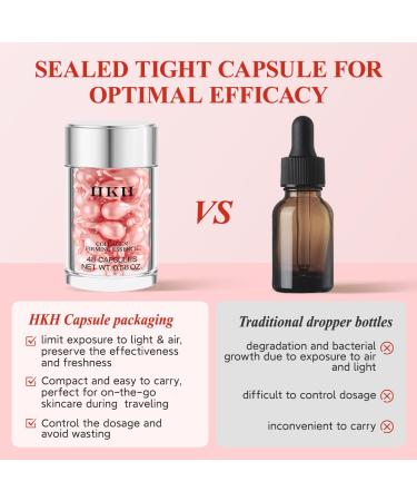 HKH Retinol Serum Capsules for Face: 48 Caps Anti-Aging Wrinkle Skincare Night Serum - Vitamin A & E Facial Oil for Women - Firming Smoothing & Skin Hydration & Moisturization - Travel-Friendly VA Retinol for Evening - Buy Online on GoSupps.com