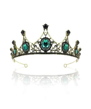 TOCESS Green Vintage Crown and Tiara for Women  Princess Crown Queen Tiara Crystal Rhinestone Hair Accessories for Girls Bridal Bride  Wedding Prom Birthday Prom Costume Festival Party (Green Crown)