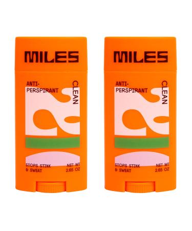 Miles - Antiperspirant and Deodorant for Teens Tweens & Kids - Odor and Sweat Neutralizing Technology & Gentle on Skin - Clean - 2-Pack Clean 2.50 Ounce (Pack of 2)