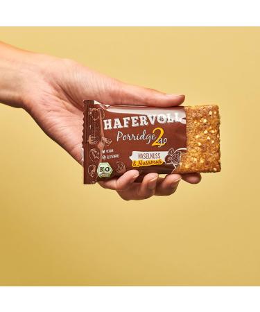 Impart Porridge2go Hazelnut & Nut Spread Bars - 13x55g - Vegan Organic Gluten-Free No Added Sugar Oats Dates & Quinoa Puffs - Healthy Snacking - Buy Online on GoSupps.com