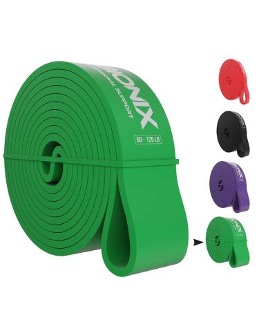 Bionix Pull Up Assistance Bands - Thick Heavy & Long Latex Exercise Resistance Training Loop Band Set Chin Up Assist Stretching Workout Powerlifting Yoga Pilates Legs Glutes Green - 50lb
