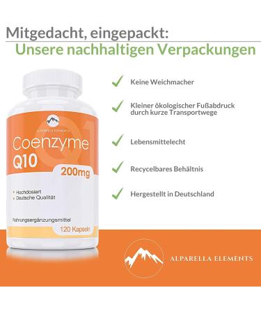 Alparella Elements Coenzyme Q10 Supplement - Vegan 200 mg per Capsule 120 Capsules - 4-Month Supply - Boost Energy & Health - Buy Online on GoSupps.com