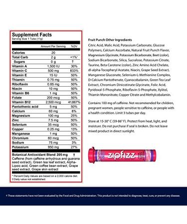 Zipfizz Fruit Punch Energy Mix - Healthy B12 Sports Drink, 20 Tubes (0.39 oz Each) - Buy Online on GoSupps.com