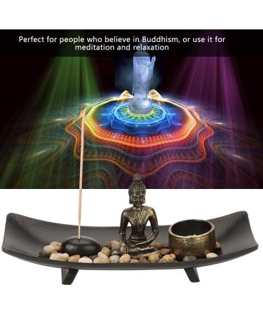 Buddha Candlestick Set - Resin Buddha Glass Tealight Holder & Incense Stick for Home Decor & Meditation - Perfect Decor Stones - Buy Online on GoSupps.com
