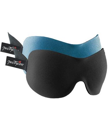 PrettyCare 3D Sleep Mask 2 Pack Eye Mask for Sleeping 3D Contoured Sleeping Mask Blackout Out Light - Blindfold Airplane with Ear Plugs Night Masks with Travel Bag (A-Black&Blue)