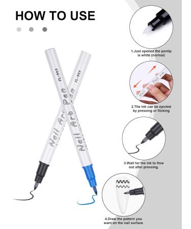 12 Colors 3D Metallic Nail Art Pen Set - Kalolary DIY Nail Tools for Painting & Manicure | International Shipping - Buy Online on GoSupps.com