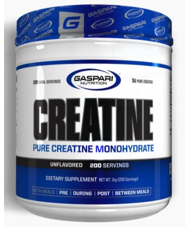 Gaspari Nutrition Pure Creatine Monohydrate 5g of Pure Creatine Boost Muscle and Size Helps Increase Power and Anerobic Endurance (200 Servings Unflavored)