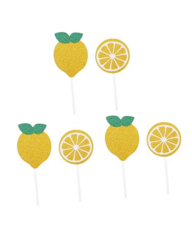 Abaodam 72 pcs Lemon Cake Toppers birthday cupcake topper birthday toppers for cakes gold decor summer ornaments gold trim birthday cake decorations baby paper cup party supplies