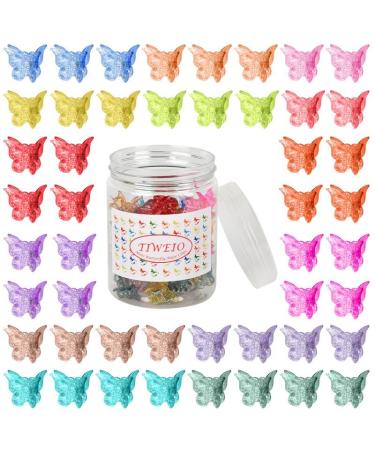 50 Pieces Butterfly Hair Clips Jelly Color Mini Hair Clips, Beautiful Butterfly Hair Clips, Hair Accessories for Women and Girls with Box Packaged, 14 Sparkle Candy Colors 50Pieces 14 Sparkle Candy Colors