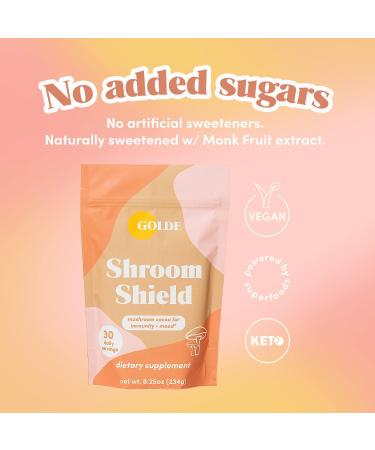 Golde Shroom Shield | Superfood with Turkey Tail & Reishi Mushroom Extract, Cacao, Coconut Milk | Immunity & Stress Defense | 30 Servings - Buy Online on GoSupps.com