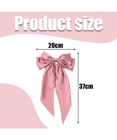Pink Satin Big Bow Hair Barrette Clip - Solid Color Large Bow Hairpin for Women, Girls, Teens - Buy Online on GoSupps.com