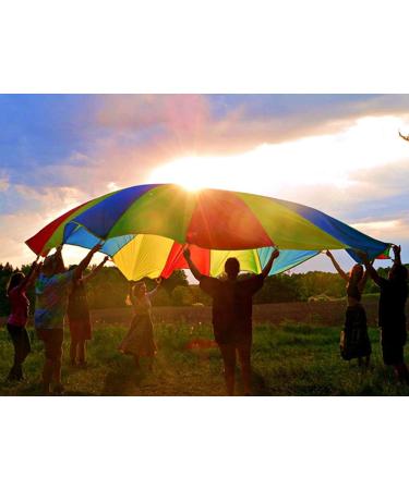 Tebery Kids Play Parachute with 12 Handles,12ft Multicolored Parachute for Tent Cooperative Games