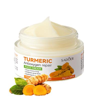 Lustwieta Turmeric Face Cream - Face Moisturiser Cream - Anti Aging Face Cream Brightening Face Cream for Radiant&Glowing Skin Cream for Dark Spots Wrinkles Even Skin Tone 50g yellow