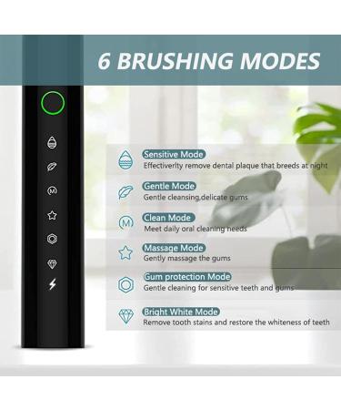 VALSEEL Sonic Electric Toothbrush for Adults - 8 Brush Heads, 6 Cleaning Modes, Smart Timer, IPX7 Waterproof - Rechargeable Travel Toothbrushes, Black - Buy Online on GoSupps.com